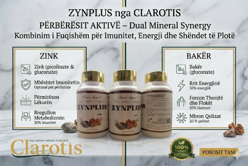 Suplement mineral natyral ZYNPLUS nga CLAROTIS, zinc picolinate, zinc gl...